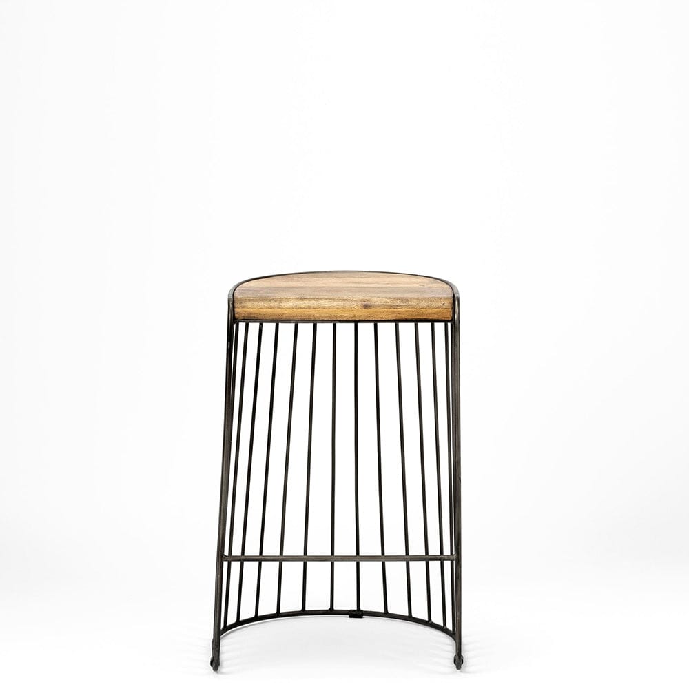 Mercana - Seagram 25.6" Seat Height Brown Wood Seat Black Metal Frame Stool - 68137_CLOSEOUT view 7