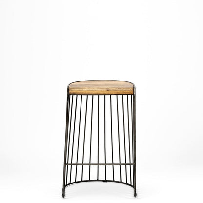 Mercana - Seagram 25.6" Seat Height Brown Wood Seat Black Metal Frame Stool - 68137_CLOSEOUT view 7