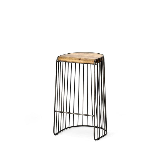 Mercana - Seagram 30.5" Seat Height Brown Seat Black Metal Frame Stool - 68136_CLOSEOUT view 1