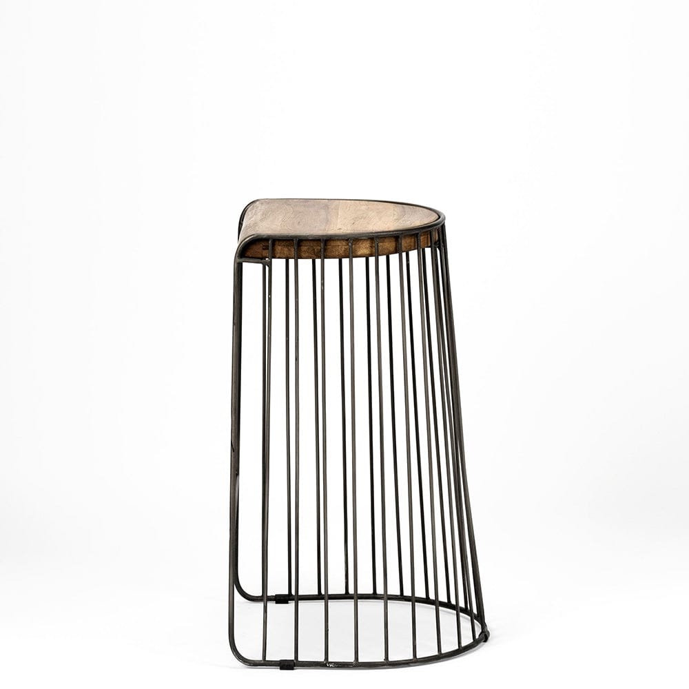 Mercana - Seagram 30.5" Seat Height Brown Seat Black Metal Frame Stool - 68136_CLOSEOUT view 4
