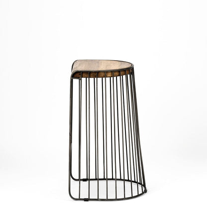 Mercana - Seagram 30.5" Seat Height Brown Seat Black Metal Frame Stool - 68136_CLOSEOUT view 4
