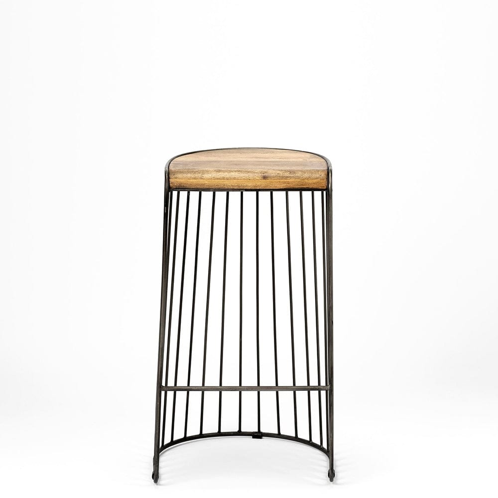 Mercana - Seagram 30.5" Seat Height Brown Seat Black Metal Frame Stool - 68136_CLOSEOUT view 5