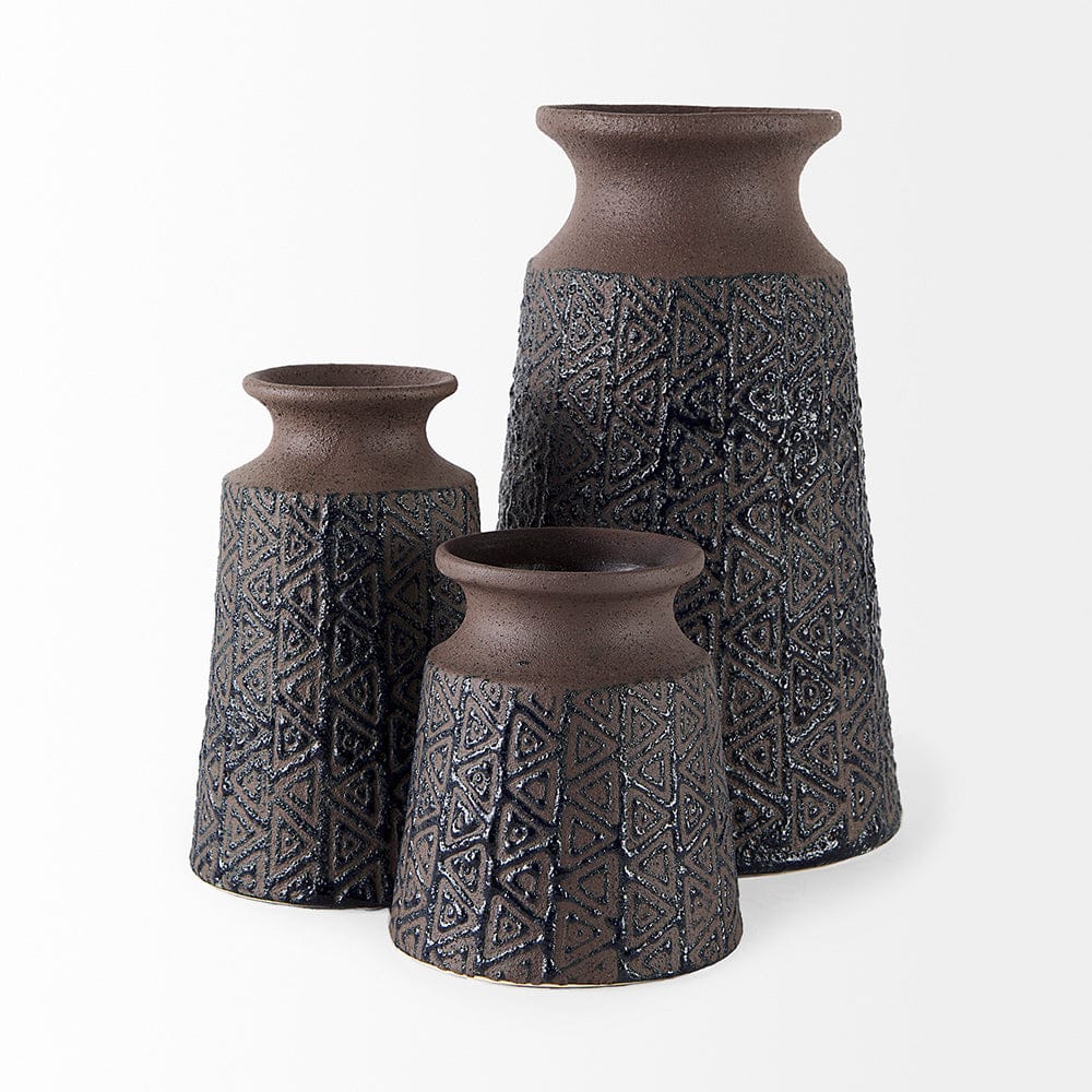 Mercana - Sefina I Small Brown/Black Patterned Ceramic Vase - 68013 view 2