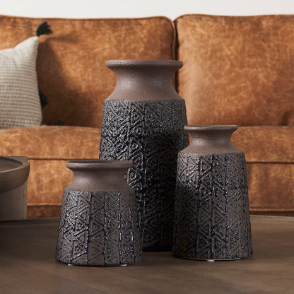 Mercana - Sefina I Small Brown/Black Patterned Ceramic Vase - 68013 view 8