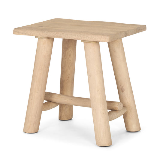 Mercana - Sekou Light Brown Short Wooden Craftsman Stool - 70782_CLOSEOUT view 1