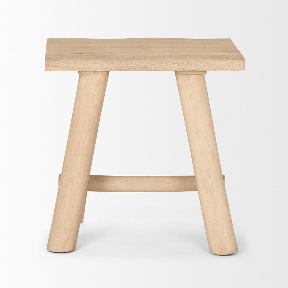 Mercana - Sekou Light Brown Short Wooden Craftsman Stool - 70782_CLOSEOUT view 2