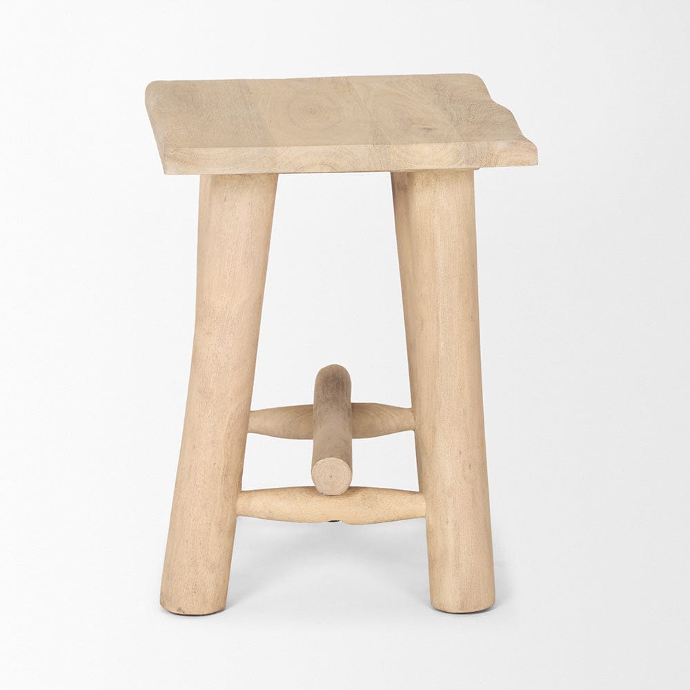 Mercana - Sekou Light Brown Short Wooden Craftsman Stool - 70782_CLOSEOUT view 3