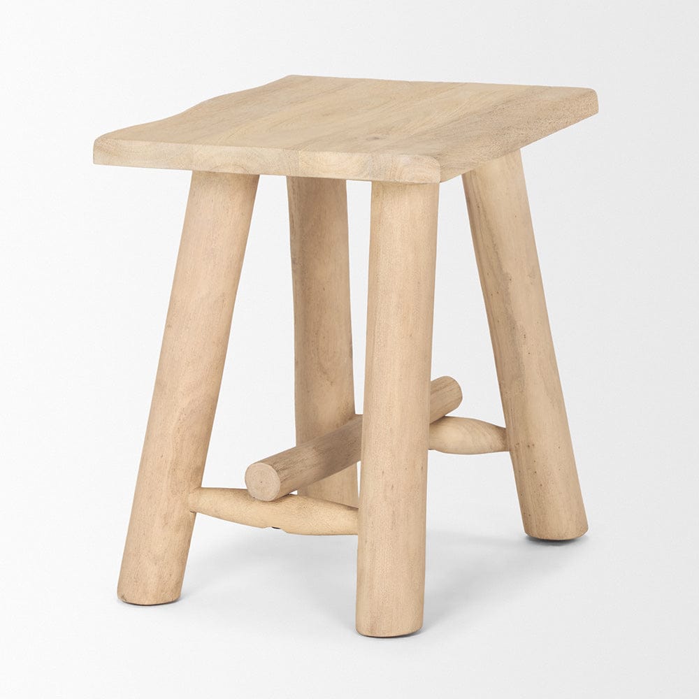 Mercana - Sekou Light Brown Short Wooden Craftsman Stool - 70782_CLOSEOUT view 4