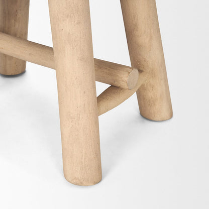 Mercana - Sekou Light Brown Short Wooden Craftsman Stool - 70782_CLOSEOUT view 7
