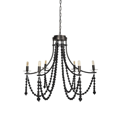 Mercana - Selma Black Wood Bead and Metal Chandelier - 70050_CLOSEOUT view 1
