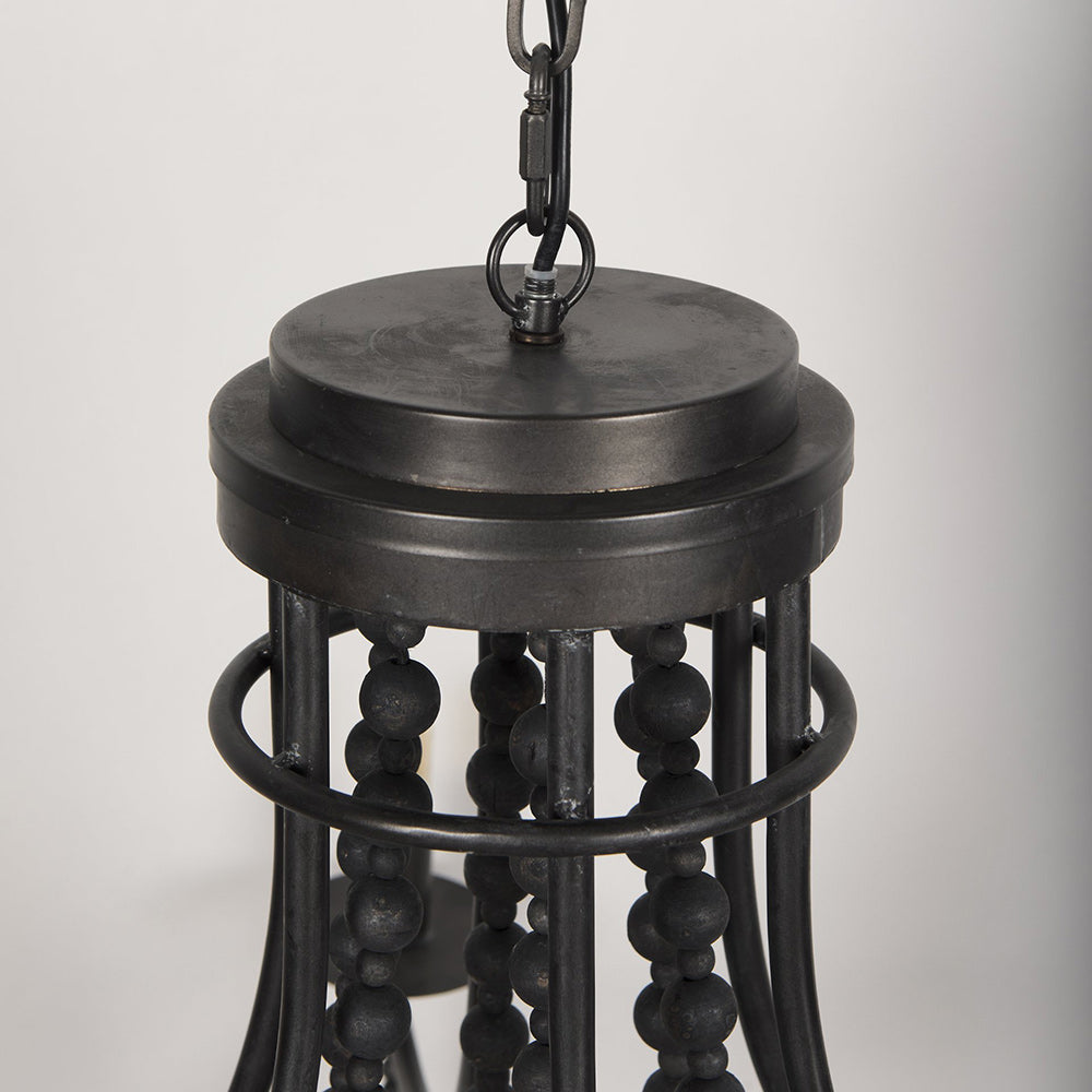 Mercana - Selma Black Wood Bead and Metal Chandelier - 70050_CLOSEOUT view 5