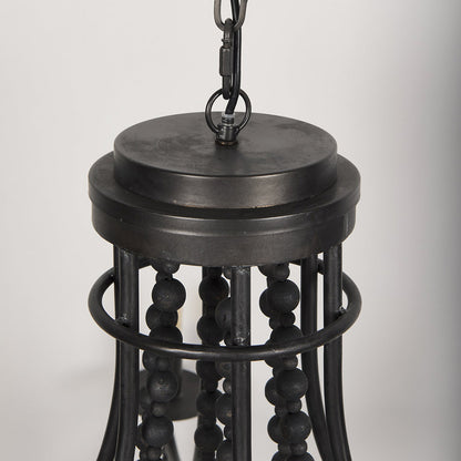 Mercana - Selma Black Wood Bead and Metal Chandelier - 70050_CLOSEOUT view 5