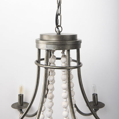 Mercana - Selma White Wood Bead and Metal Chandelier - 70047_CLOSEOUT view 5
