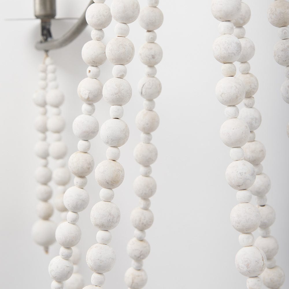 Mercana - Selma White Wood Bead and Metal Chandelier - 70047_CLOSEOUT view 6