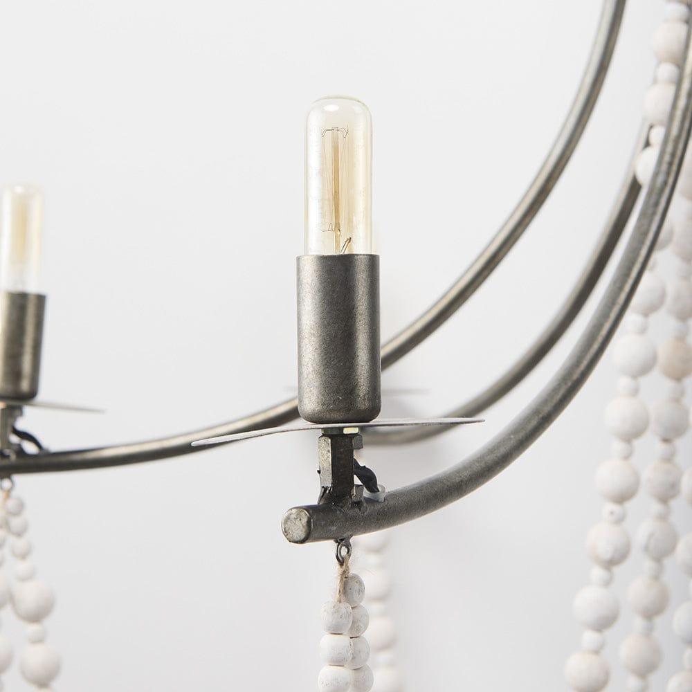 Mercana - Selma White Wood Bead and Metal Chandelier - 70047_CLOSEOUT view 7