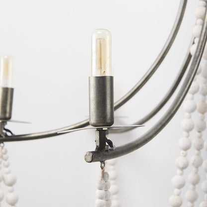 Mercana - Selma White Wood Bead and Metal Chandelier - 70047_CLOSEOUT view 7