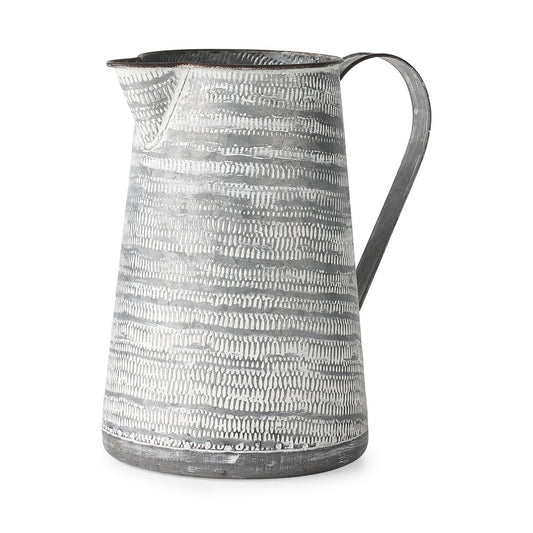 Mercana - Serena II 11.2H Large Gray/White Textured Metal Jug - 68059_CLOSEOUT view 1