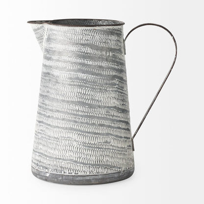 Mercana - Serena II 11.2H Large Gray/White Textured Metal Jug - 68059_CLOSEOUT view 2