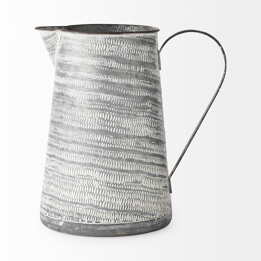 Mercana - Serena II 11.2H Large Gray/White Textured Metal Jug - 68059_CLOSEOUT view 2