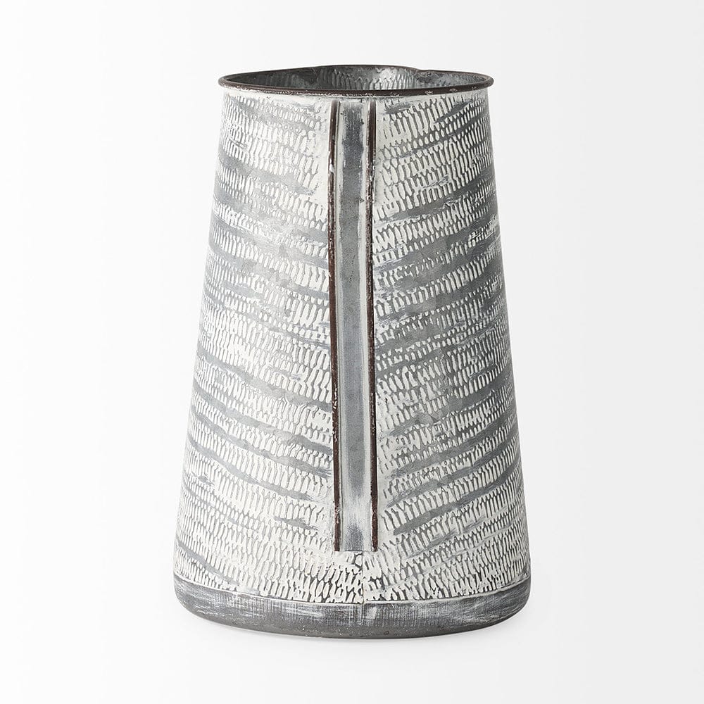 Mercana - Serena II 11.2H Large Gray/White Textured Metal Jug - 68059_CLOSEOUT view 4