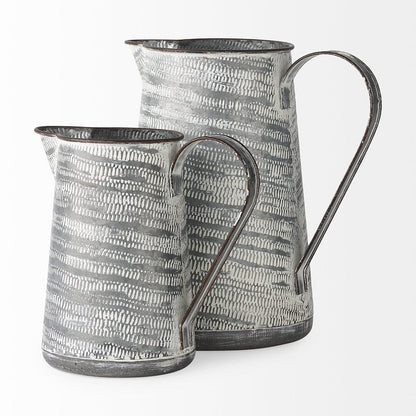 Mercana - Serena II 11.2H Large Gray/White Textured Metal Jug - 68059_CLOSEOUT view 5