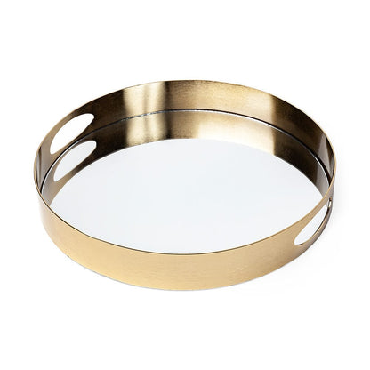 Mercana - Serkis 15L x 15W Gold Metal Mirrored Base Round Tray - 67242 view 1