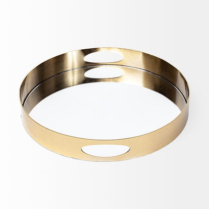 Mercana - Serkis 15L x 15W Gold Metal Mirrored Base Round Tray - 67242 view 2