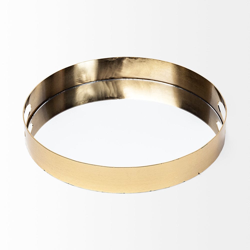 Mercana - Serkis 15L x 15W Gold Metal Mirrored Base Round Tray - 67242 view 4