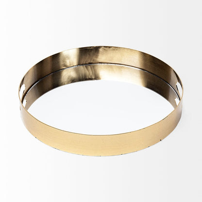 Mercana - Serkis 15L x 15W Gold Metal Mirrored Base Round Tray - 67242 view 4