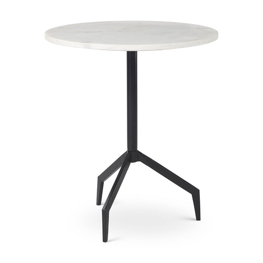 Mercana - Serre Marble Top 3 Prong Black Metal Base End Table - 70106_CLOSEOUT view 1