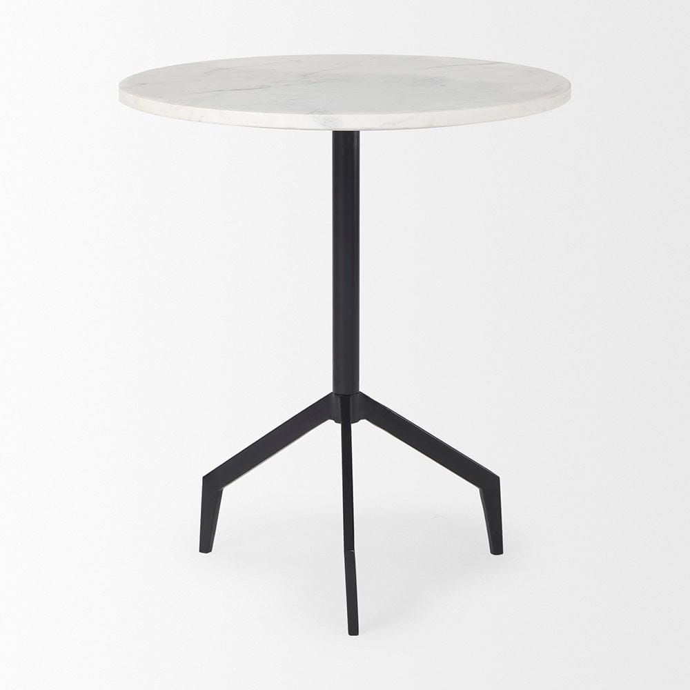 Mercana - Serre Marble Top 3 Prong Black Metal Base End Table - 70106_CLOSEOUT view 2