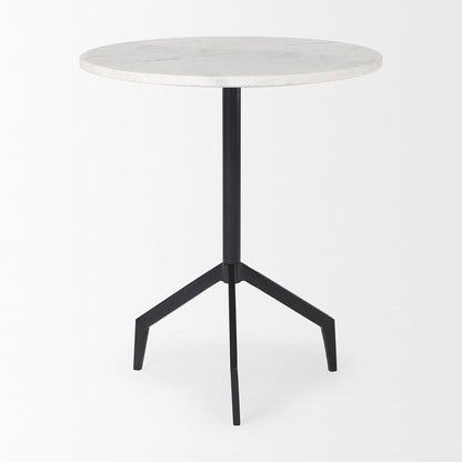 Mercana - Serre Marble Top 3 Prong Black Metal Base End Table - 70106_CLOSEOUT view 2