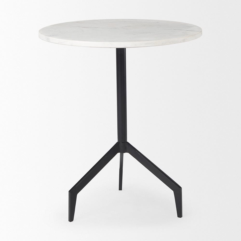 Mercana - Serre Marble Top 3 Prong Black Metal Base End Table - 70106_CLOSEOUT view 3