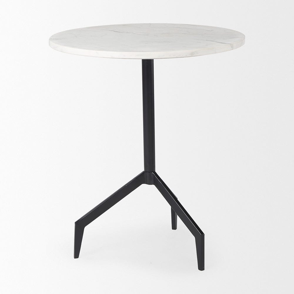 Mercana - Serre Marble Top 3 Prong Black Metal Base End Table - 70106_CLOSEOUT view 4