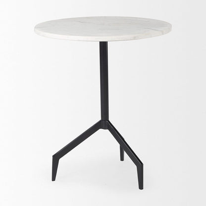 Mercana - Serre Marble Top 3 Prong Black Metal Base End Table - 70106_CLOSEOUT view 4