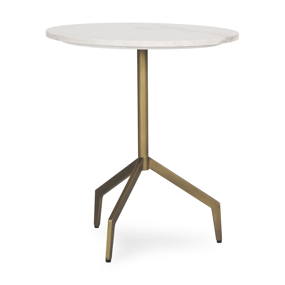 Mercana - Serre Marble Top 3 Prong Gold Metal Base End Table - 70153 view 1