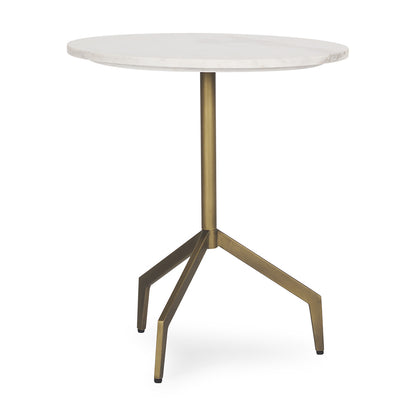 Mercana - Serre Marble Top 3 Prong Gold Metal Base End Table - 70153 view 1