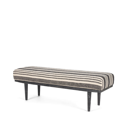 Mercana - Shae Black Wood w/ Black and Cream Upholstered Bench - 71005 view 1