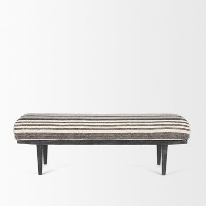 Mercana - Shae Black Wood w/ Black and Cream Upholstered Bench - 71005 view 3
