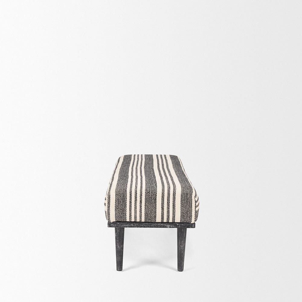 Mercana - Shae Black Wood w/ Black and Cream Upholstered Bench - 71005 view 4