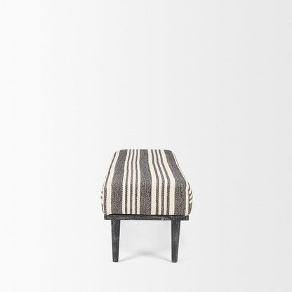 Mercana - Shae Black Wood w/ Black and Cream Upholstered Bench - 71005 view 4