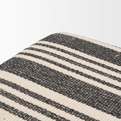Mercana - Shae Black Wood w/ Black and Cream Upholstered Bench - 71005 view 6