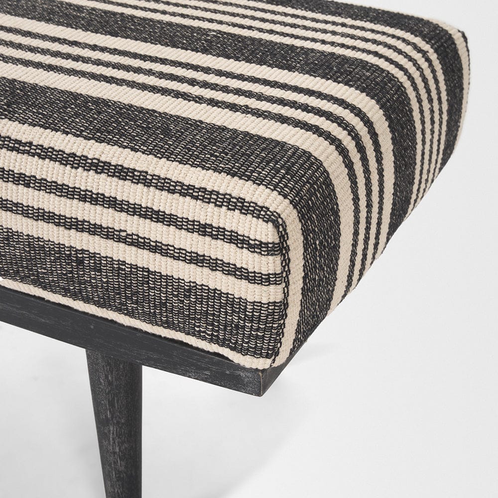 Mercana - Shae Black Wood w/ Black and Cream Upholstered Bench - 71005 view 7