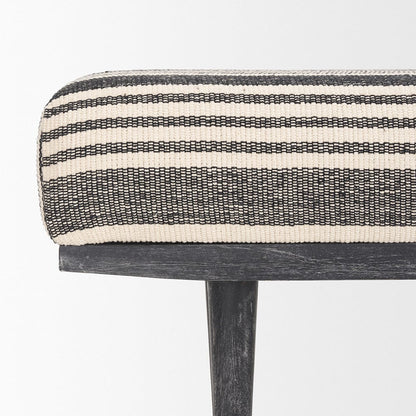 Mercana - Shae Black Wood w/ Black and Cream Upholstered Bench - 71005 view 8