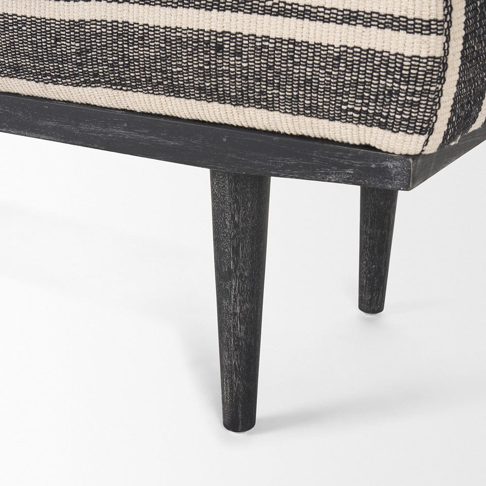 Mercana - Shae Black Wood w/ Black and Cream Upholstered Bench - 71005 view 9