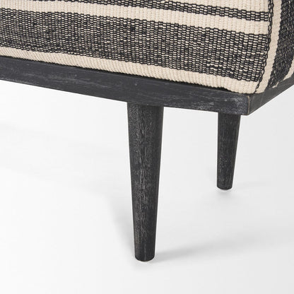 Mercana - Shae Black Wood w/ Black and Cream Upholstered Bench - 71005 view 9