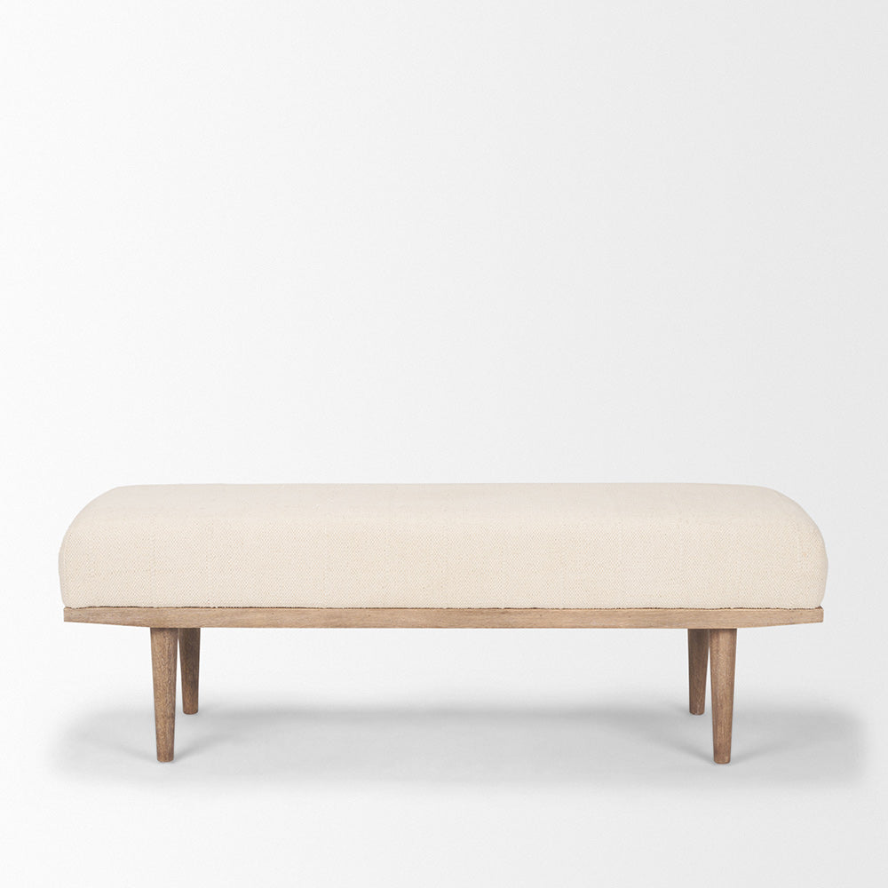Mercana - Shae Brown Wood w/ Oatmeal Fabric Bench - 70797 view 2