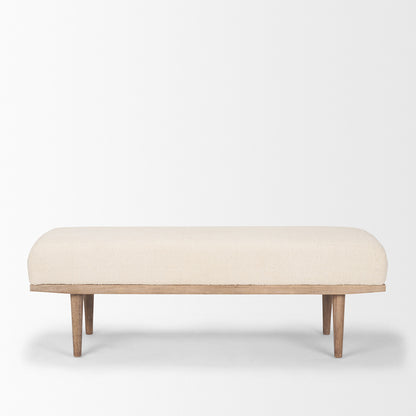 Mercana - Shae Brown Wood w/ Oatmeal Fabric Bench - 70797 view 2