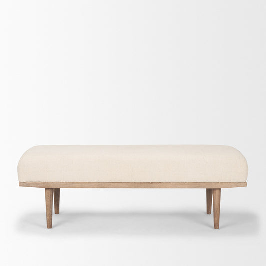 Mercana - Shae Brown Wood w/ Oatmeal Fabric Bench - 70797 view 2