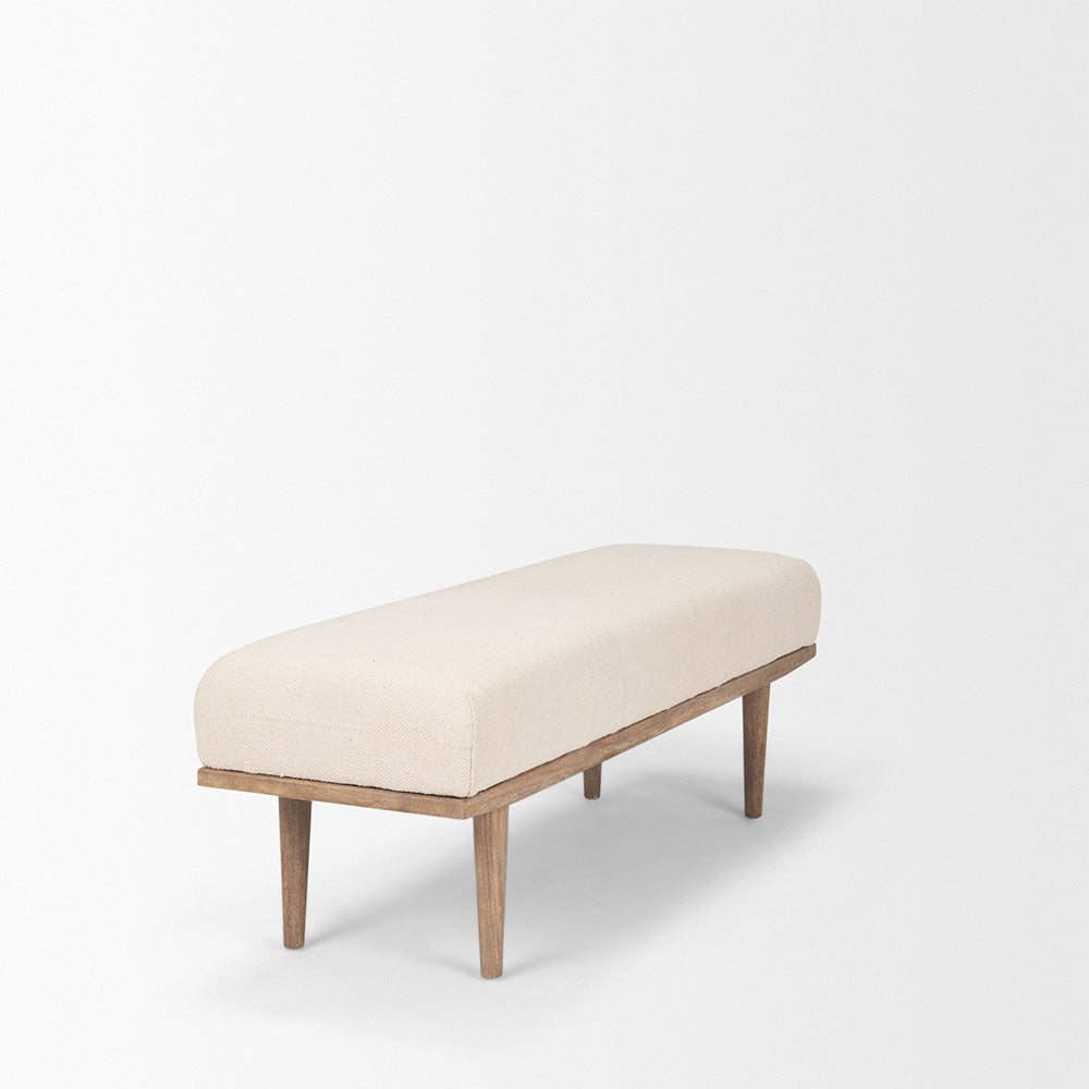 Mercana - Shae Brown Wood w/ Oatmeal Fabric Bench - 70797 view 4